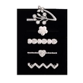 Close-up of five silver alloy hair pins with rhinestones on black velvet display - D3038 Branch Flower/Heart/W-Shape Set 28