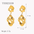 Irregular lava drop earrings in 18K gold-plated stainless steel with 67.4mm length - Lava Irregular Shape (YYE023339) / Gold