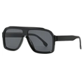 Classic black square frame sunglasses with wide temples and dark lenses for men and women - Black Frame Grey Lens (C1)