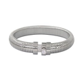 Bracelet spirale flexible argenté doté d'un fermoir orné d'une pierre précieuse ronde - Bracelet Couleur Acier (YS782)