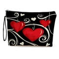 Neceser de maquillaje portátil con estampado de corazones cremallera y asa - Estilo de Corazón de Vid Negra (款式1)