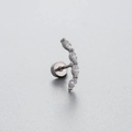 Silver curved barbell earring with marquise-cut clear stones in a minimalist design - Single Piece / Silver Five Stone Curved Style (A017-5#)