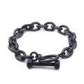 Pulsera de cadena de acero inoxidable negro mate con cierre de palanca de mancuerna - Negro Mate