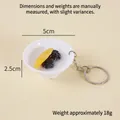Miniature 5cm dessert bowl keychain with realistic mango pudding and berries design - Keychain / 5CM Diameter / Mango Chocolate