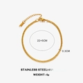 Gold stainless steel Cuban link anklet with adjustable extension chain for beach wear - Gold Anklet (3mm Wide / 4g) / 22+5cm