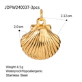 Detail of golden stainless steel shell pendant with exact dimensions and 4.5g weight info - Stainless Steel Seashell Pendant 3pcs (JDPW240037-3pcs)