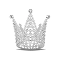Close-up of silver mini crown with sparkling rhinestones for cake decor or kids hair - Five-Point Full Diamond Silver 01