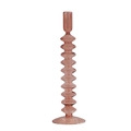 Elegant pink transparent glass candle holder with a stylish multi-tiered stacked design - Pink Multi-Node Ring (D7)