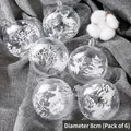 Set of 6 transparent Christmas balls with white reindeer and forest prints, 8cm diameter - Painted Transparent Ball / 6 Pieces/Pack (Diameter 8cm) / White