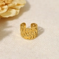 Ear cuff stile vintage francese placcato oro 18K con design a trama intrecciata complessa - Venatura di Foglia Intrecciata 3D (SE23032204)
