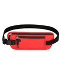 Red slim running waist bag with RFID protection and dual zippers for outdoor fitness - Red