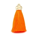 Vibrant orange cotton rope tassel pendant with premium gold stainless steel cap - Orange Tassel (KLJ6056-Z)