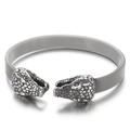 Retro-Edelstahl-Mesh-Armband mit detaillierten Doppel-Schlangenkopf-Motiven für Männer - Retro Silber Schlangenstil (KB139906-KJX)