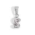 3D puff letter S pendant in polished silver finish for minimalist jewelry necklaces - Steel-S