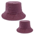 Vintage washed canvas bucket hat in burgundy with metal eyelets and reinforced stitching - Parent-Child Set (1 Adult 1 Kid) / Burgundy