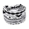 Elastic bohemian wide headband with black and white geometric pattern for women - 35-Black White Tribal Loop