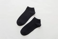 Men's summer low cut ankle socks in black with vertical ribbed texture and cotton blend - Black (5 Pairs Pack)