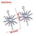 Silver alloy sunburst pendant with light blue gem and dimensions for DIY jewelry - Sunburst (28.1x20.1mm) / Silver