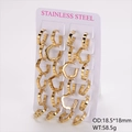 Set mit 12 Paar 18K vergoldeten Edelstahl-Blumenohrringen auf einer Displaykarte - Drahtdurchmesser 3mm Außendurchmesser 18.5*18mm / Gold