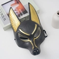 Mattschwarze und goldene Anubis-Wolfmaske für Cosplay und Maskenball im ägyptischen Stil - Schwarz & Gold