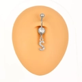 Piercing per ombelico in acciaio argento con pendente lettera S e cristalli lucidi - Lettera S (Z-262) / Argento