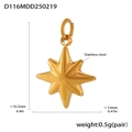 Macro shot of 18k gold plated octagonal star pendant with precise measurements in mm - D116-Gold Star