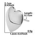 Detailed size specifications for heart-shaped 304 stainless steel stud earring - Heart Mirror Surface-Silver