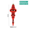 Red gloss layered onion-shaped Christmas ornament in PVC with 34cm height and gold string - Style 7 (Red Stacked Ornament 34x11cm)