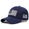 Gorra de béisbol azul marino de algodón con bordado de bandera blanca y diseño de 6 paneles - Azul marino