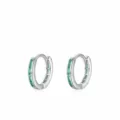 S925 sterling silver hoop earrings featuring emerald-cut green cubic zirconia stones - S925 Sterling Silver Green Zirconia Style