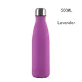 Insulated 500ML stainless steel water bottle in lavender purple with a matte finish - Violet
