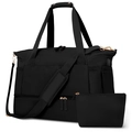 Waterproof fitness travel bag with gold metal hardware and matching small pouch - Black