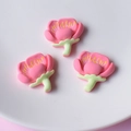 DIY accessories set with three pink resin peach blossom charms for crafts - Water Red Closed