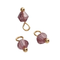 Three purple faceted glass ball pendants with S925 golden clips for DIY jewelry - Bicone Bead / Purple