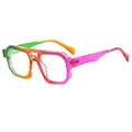 Rainbow gradient aviator sunglasses with large frames and transparent double bridge - Rainbow Frame Clear Lens