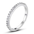 Adjustable silver ring featuring a row of sparkling cubic zirconia for women - Single Eternity Band / Platinum Color-Single Row