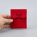 Red velvet jewelry pouch with button closure measuring 8x10cm for rings and necklaces - Drawstring Style (Clearance) / 8*10cm / Red