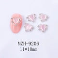 Bijou à ongles cœur œil de chat rose avec dentelle strass et détails de taille 11x10mm - Cœur rose avec cadre argenté (9206)