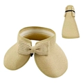 Faltbarer beige Strohhut mit Schleife für Damen zum Sonnenschutz am Strand und Outdoor - Beige