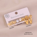 3er-Set goldene Edelstahl-Ohrstecker mit Schmetterlings- und Zirkonia-Design - Schleifenstil (3#蝴蝶结) / Gold