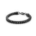 Polished black stainless steel Cuban link chain bracelet with a secure lobster clasp - 6mm Width / Black (6mm x 21cm)