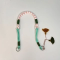 Ethnic style woven nylon strap with red diamond pattern and colorful tassel charms - Quilted Woven / White Orange Rope - Green Strap