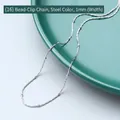 1mm steel square beaded chain necklace crafted from durable 18K gold titanium steel - Dangling Square Bead Chain 40+5cm / Steel