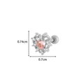 Pink heart zircon stud earring in copper and steel with 0.74cm by 0.7cm dimensions - Heart Style (3#) / Silver
