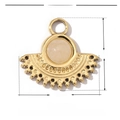 Golden stainless steel fan-shaped charm with yellow natural stone, 16mm x 14mm size - VG011