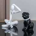 Abstract white thinker sculpture and black pug figure creative resin art decor - Style C White And Black Dog
