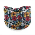Bohemian floral wide headband with vibrant orange lilies and blue-gray leaves pattern - EU 41