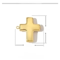 Dimensions détaillées du pendentif croix en acier inoxydable doré de 24 mm sur 25 mm - VG480 Croix Double Trou Dorée