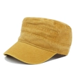 Distressed mustard yellow cadet cap in washed cotton with flat top and breathable eyelets - Adjustable / Earthy Yellow