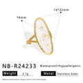 Product specifications of the stainless steel flower ring with 18mm diameter and 2.1g weight - Vintage Oval Flower Style (NB-R24233)